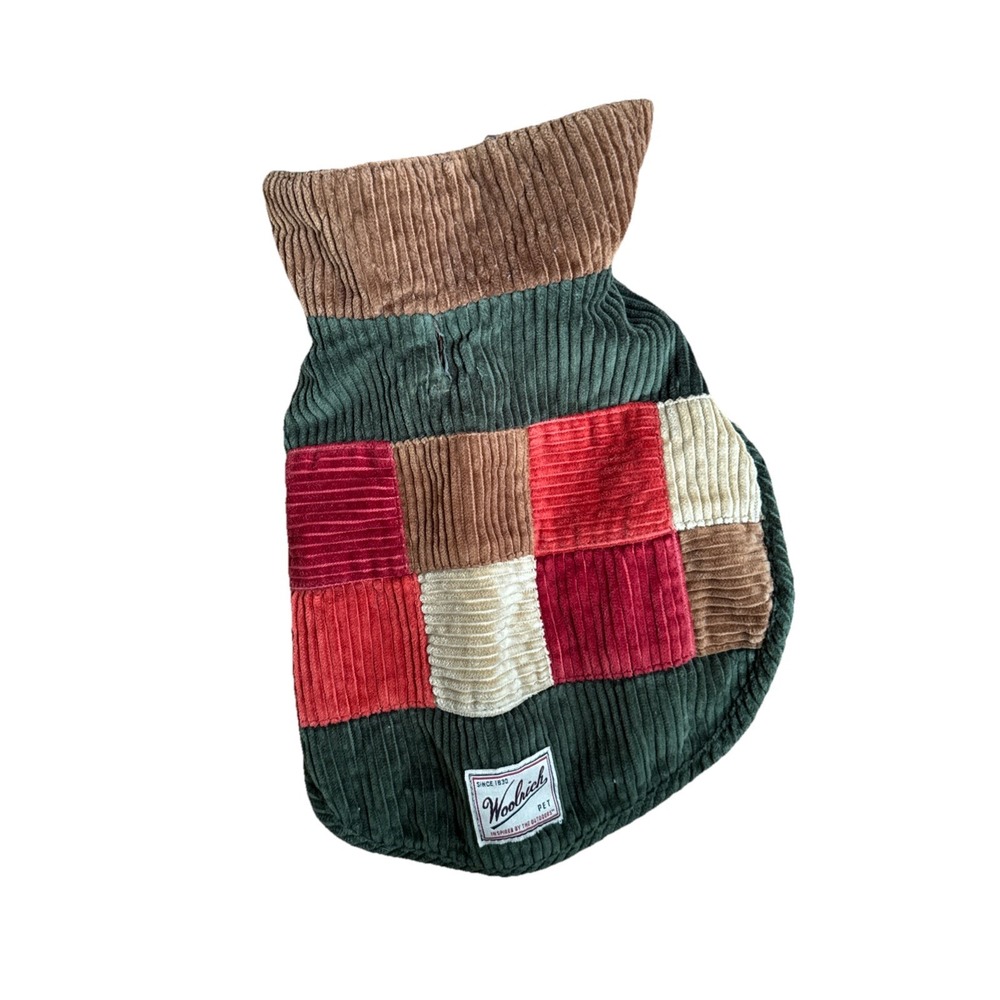 Woolrich Pet 12" Corduroy Autumn Brown Green Outdoor Dog Cat Jacket S-M